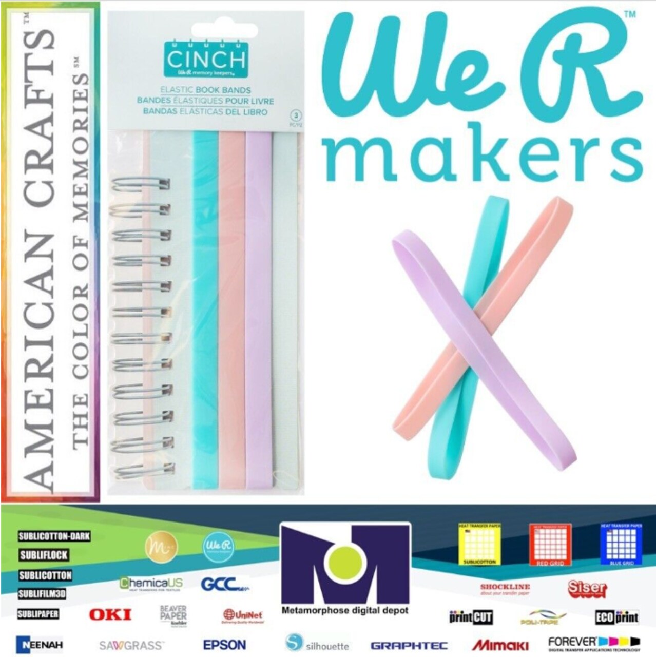 We R Memory Keepers Elastic Book Bands (3 Pieces) 60000613 By American Crafts